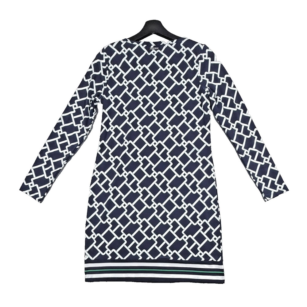 Michael Kors Womens Navy Geometric Print Dress Small Long Sleeve Career Office S